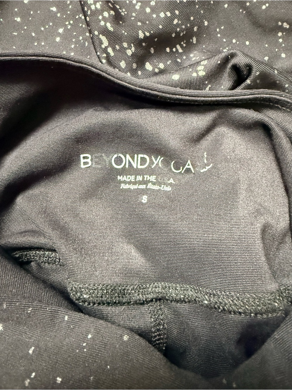 Beyond Yoga Black Silver Speckled High Waisted Leggings Size S Made in USA - Picture 10 of 10